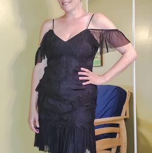 Bardot Black Lace Flutter Sleeve Cocktail Dress